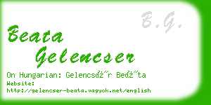 beata gelencser business card